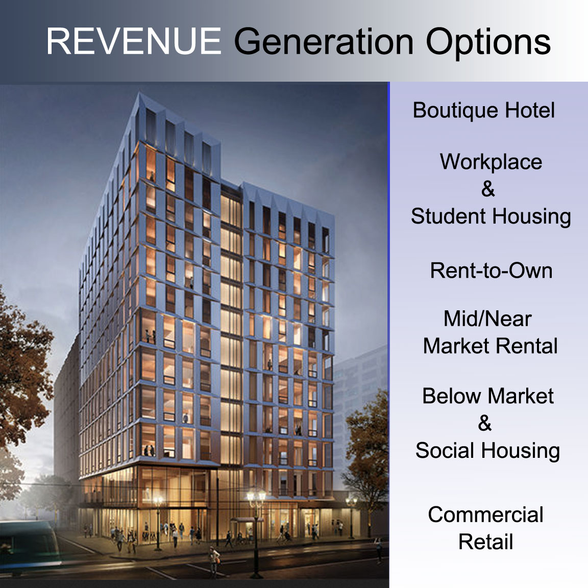 🌍 Redevelopment Package  Price: $7,500.00 (Retail value $12,000) BC has 30,000 social housing units nearing end-of-life or under-utilization. Redevelopment is critical—but so is housing tenants during the process. Our Interim Residence Program provides the solution. This package includes:  Community asset mapping  Needs assessment  Feasibility and cost analysis  ROI analysis of redevelopment options  Designed for non-profits, faith groups, and housing providers committed to self-sustaining, revenue-generating social housing—not reliance on government subsidies.